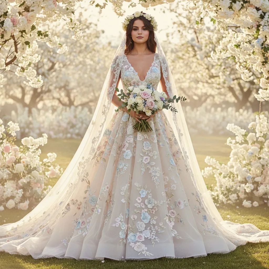 Selena Gomez a purtat o rochie de mireasă Ralph Lauren