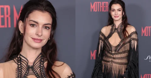 Anne Hathaway aduce stilul gotic pe covorul roșu într-o rochie din 2020