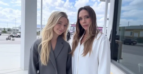 Harper Beckham, la 14 ani, ii fura look-ul Victoriei la un eveniment in Miami