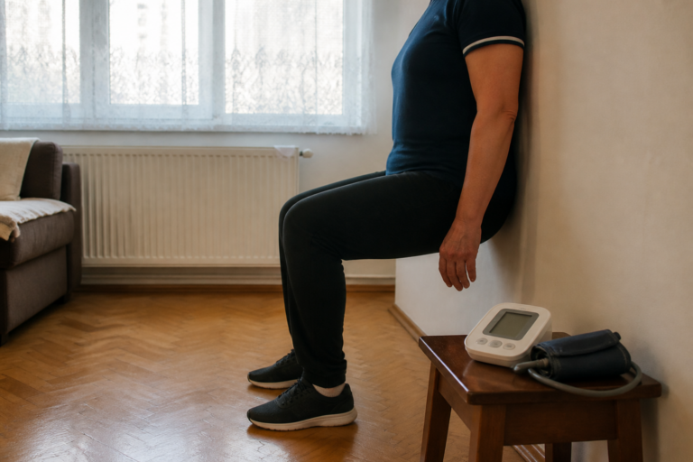 Genuflexiunile la perete făcute o dată pe săptămână au păstrat o parte din scăderea tensiunii obținută în prima lună